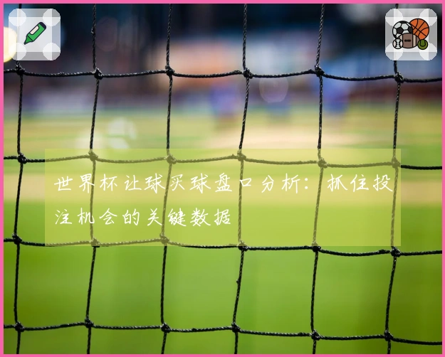 世界杯让球买球盘口分析：抓住投注机会的关键数据